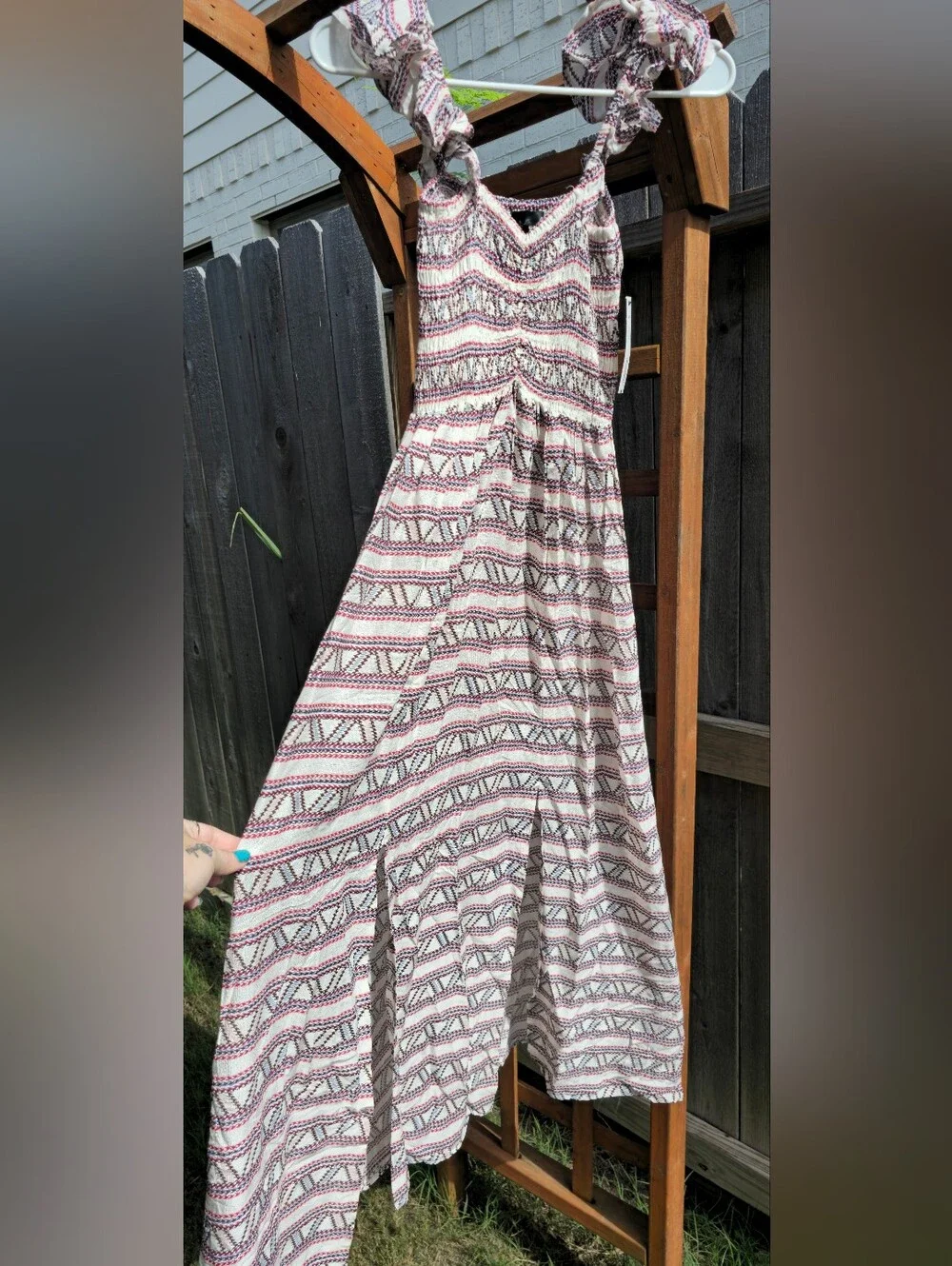 Aqua Pink and Black Patterned Maxi Skirt